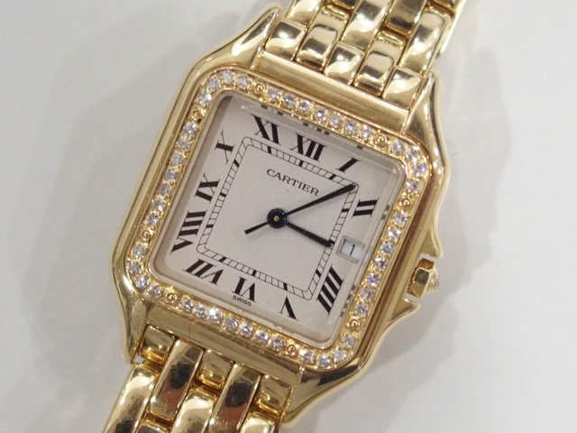 ブランド時計買取専門店！Cartier カルティエ パンテール レディース 金無垢腕時計 K18 750 イエローゴールド 買取りさせて頂き
